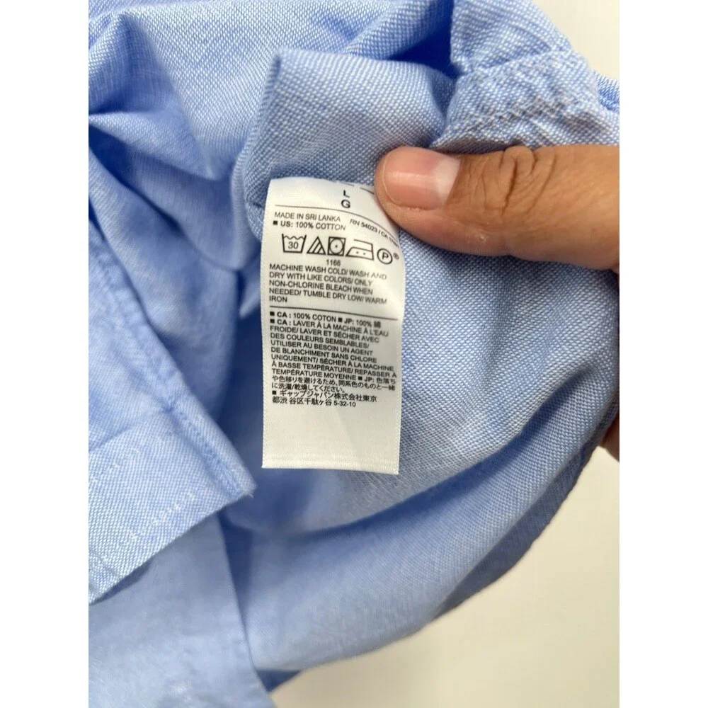 Banana Republic Factory Mens Slim Fit 100% Cotton Blend Shirt L Light Blue